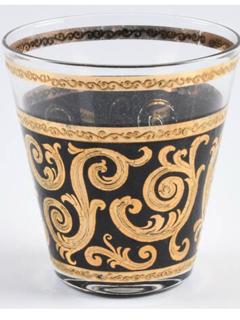 7 Culver midcentury Ebony Baroque lowball drinking glasses